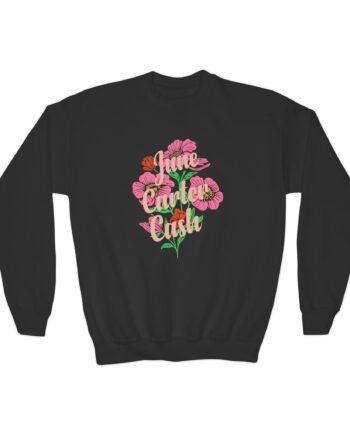 Youth Johnny Cash June Carter Cash Flowers Crewneck Sweatshirt