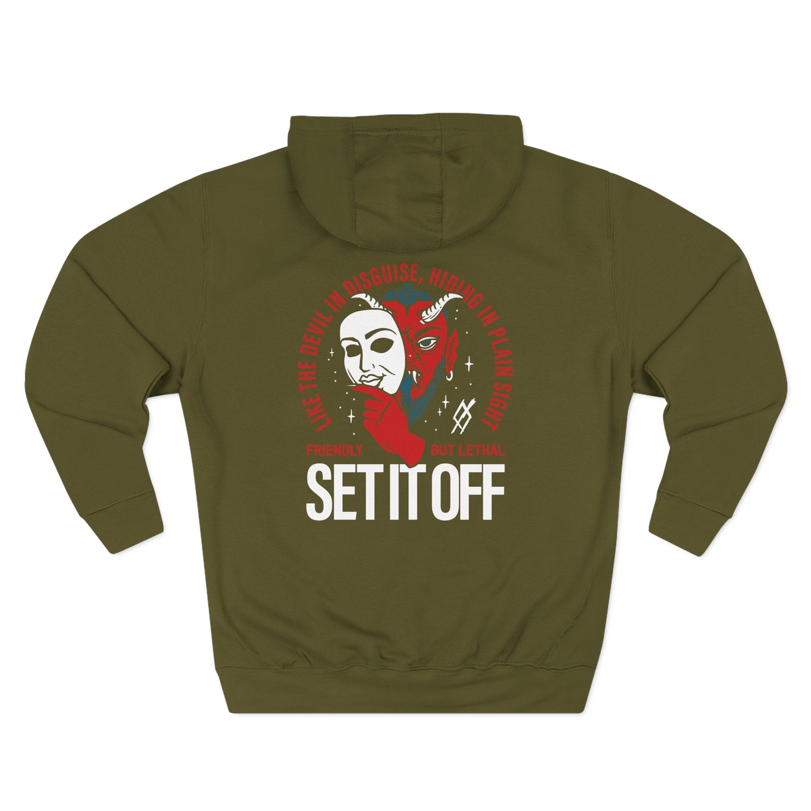 Set It Off Devil Mask Three-Panel Fleece Hoodie