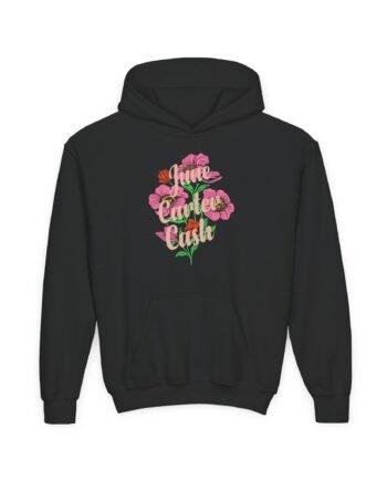 Youth Johnny Cash June Carter Cash Flowers Heavy Blend Hooded Sweatshirt