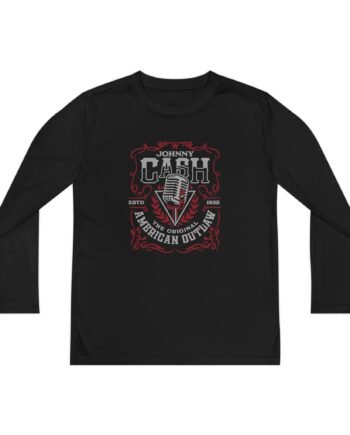 Youth Johnny Cash American Outlaw Microphone Long Sleeve Competitor Tee